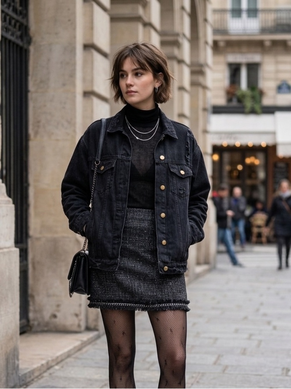 ZARA Metallic Wool Blend Bouclé Tweed Mini Skirt • Dark Academia Grunge M